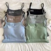 The new solid-color women's wear with a thin velvet halter top is slimming and shaping, with a beautiful back and chest. It's trendy to wear as an outer layer to wrap around the chest details Picture